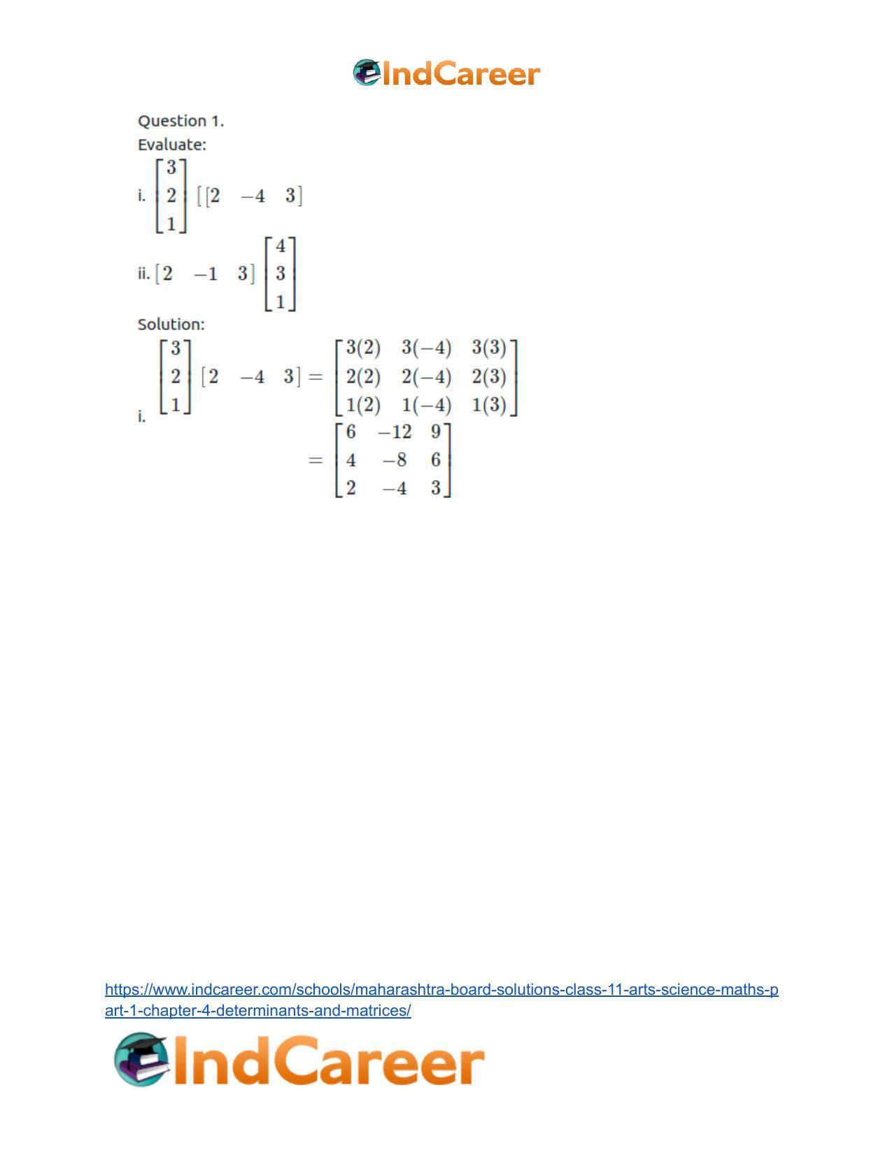 Maharashtra Board Solutions Class 11-Arts & Science Maths (Part 1): Chapter 4- Determinants and Matrices - Page 68