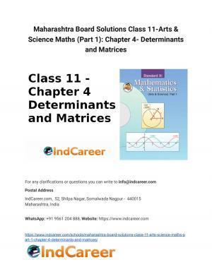 Maharashtra Board Solutions Class 11-Arts & Science Maths (Part 1): Chapter 4- Determinants and Matrices