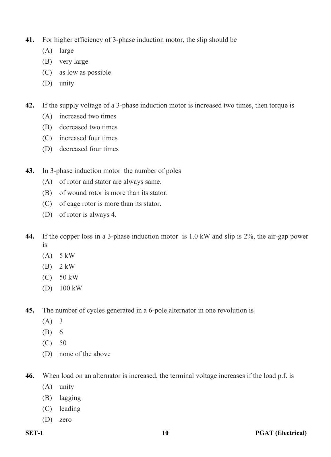 OJEE PGAT 2013 Electrical Set 1 Question Paper - Page 9