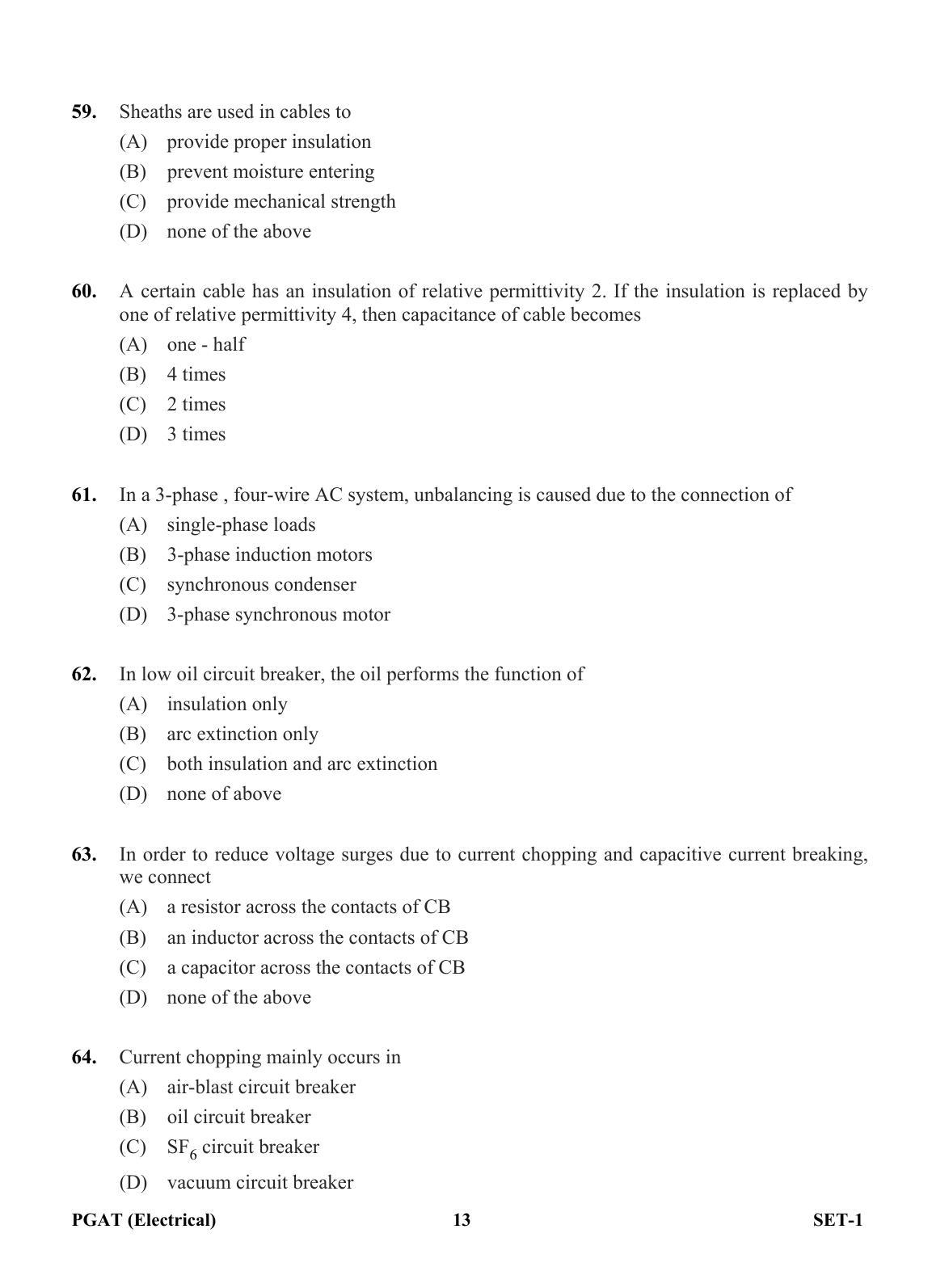 OJEE PGAT 2013 Electrical Set 1 Question Paper - Page 12