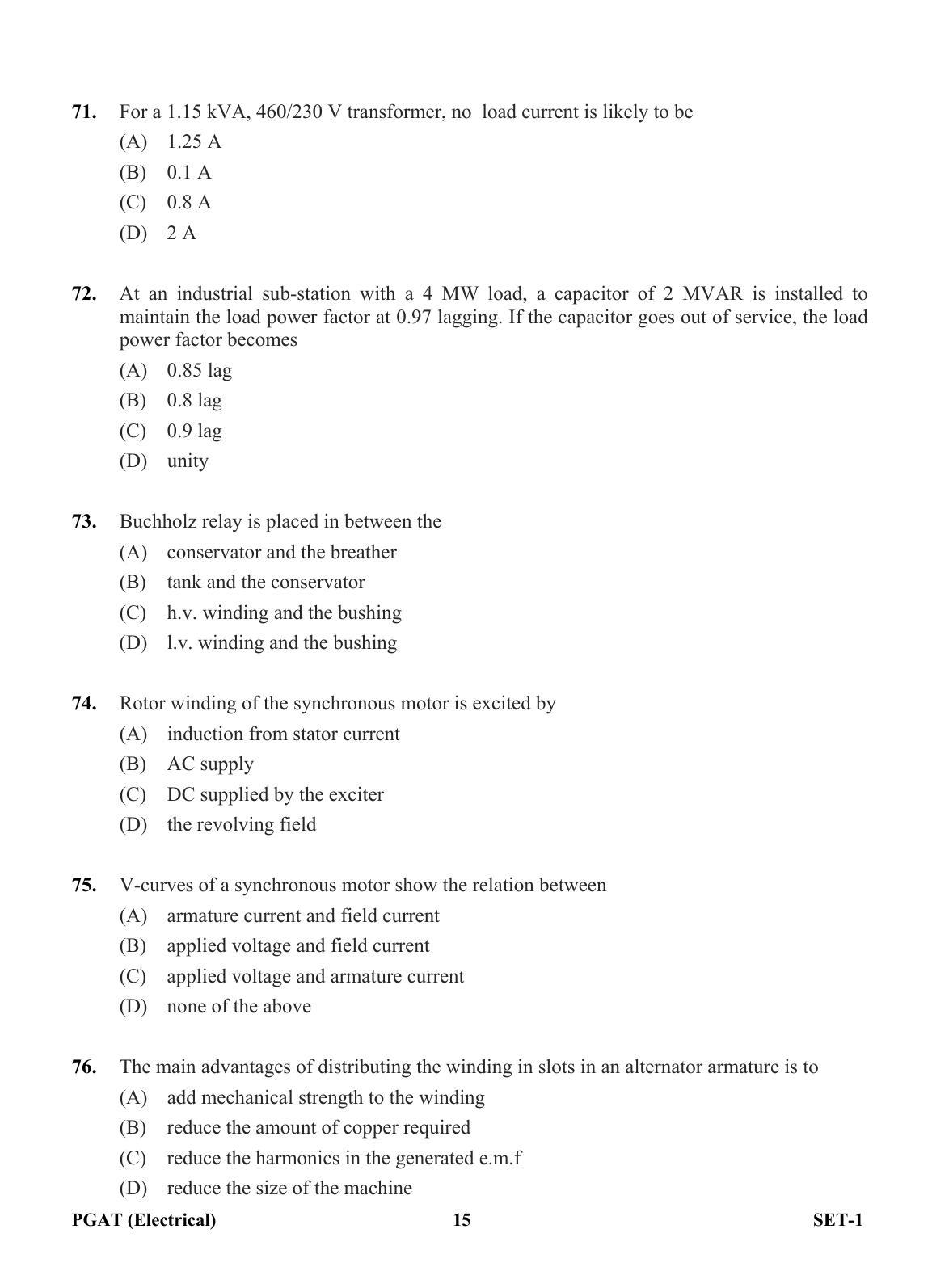 OJEE PGAT 2013 Electrical Set 1 Question Paper - Page 14