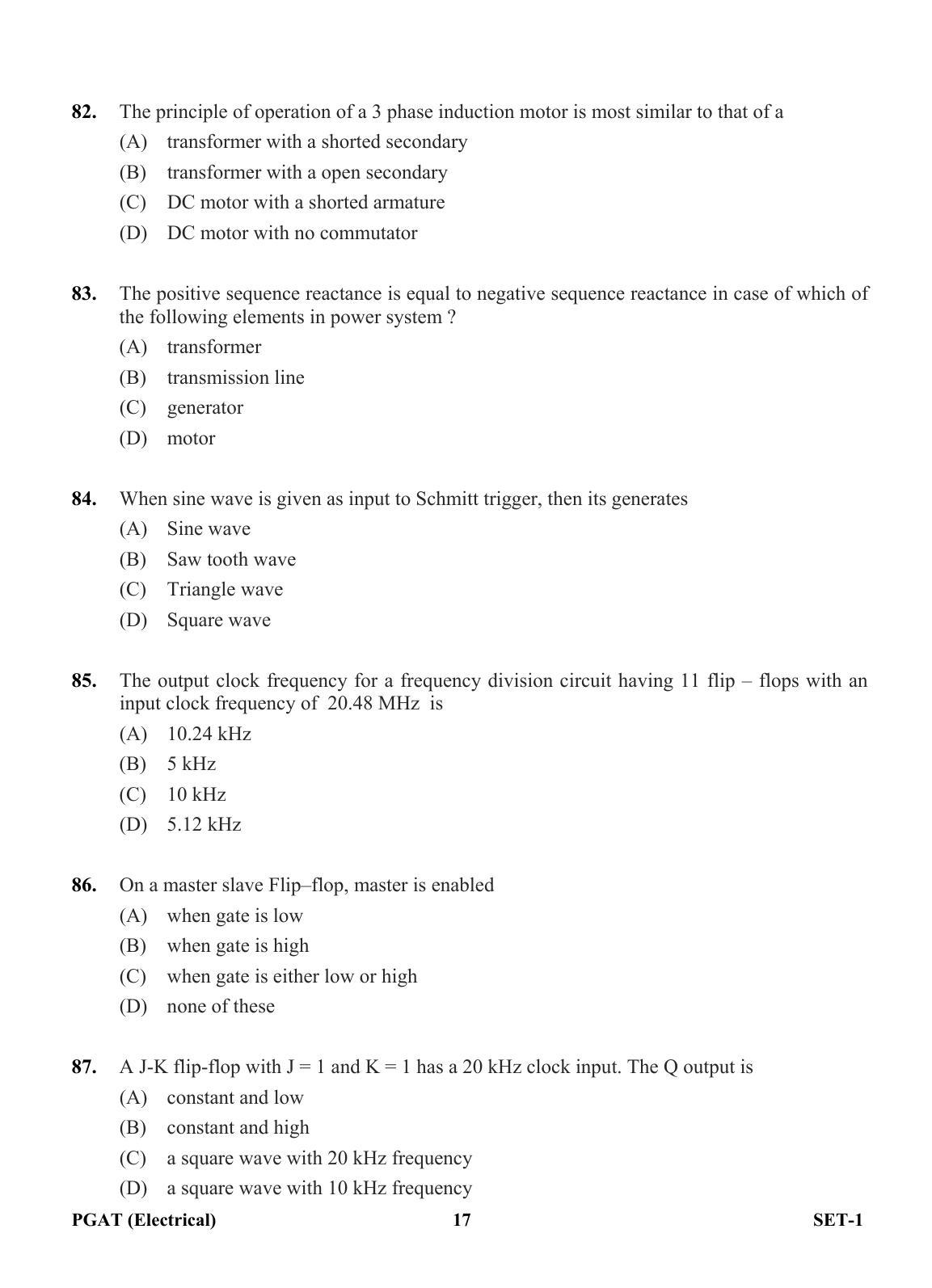 OJEE PGAT 2013 Electrical Set 1 Question Paper - Page 16