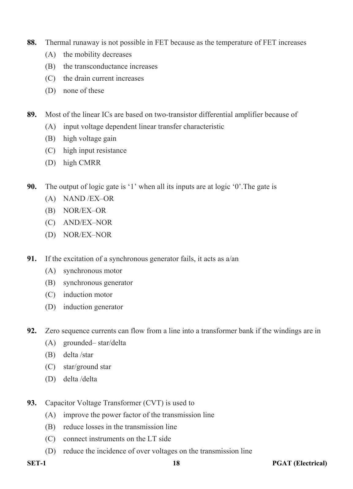OJEE PGAT 2013 Electrical Set 1 Question Paper - Page 17