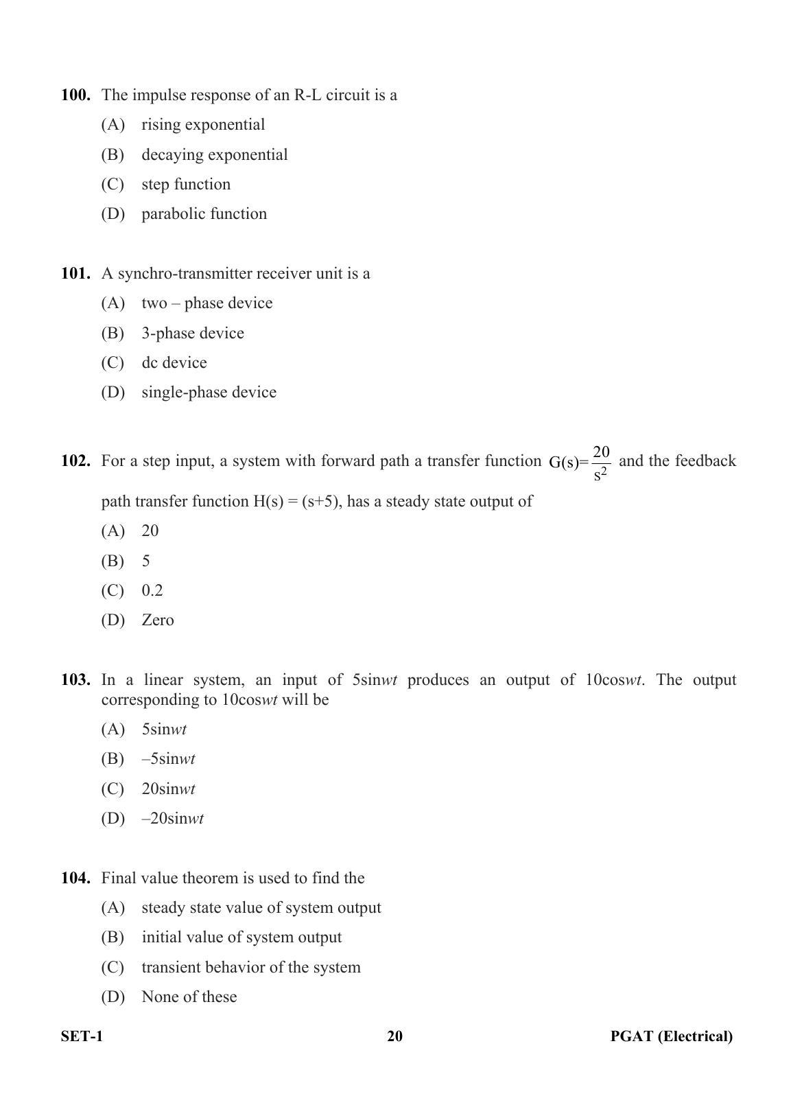 OJEE PGAT 2013 Electrical Set 1 Question Paper - Page 19