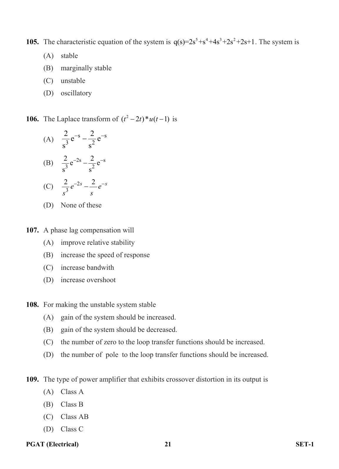 OJEE PGAT 2013 Electrical Set 1 Question Paper - Page 20