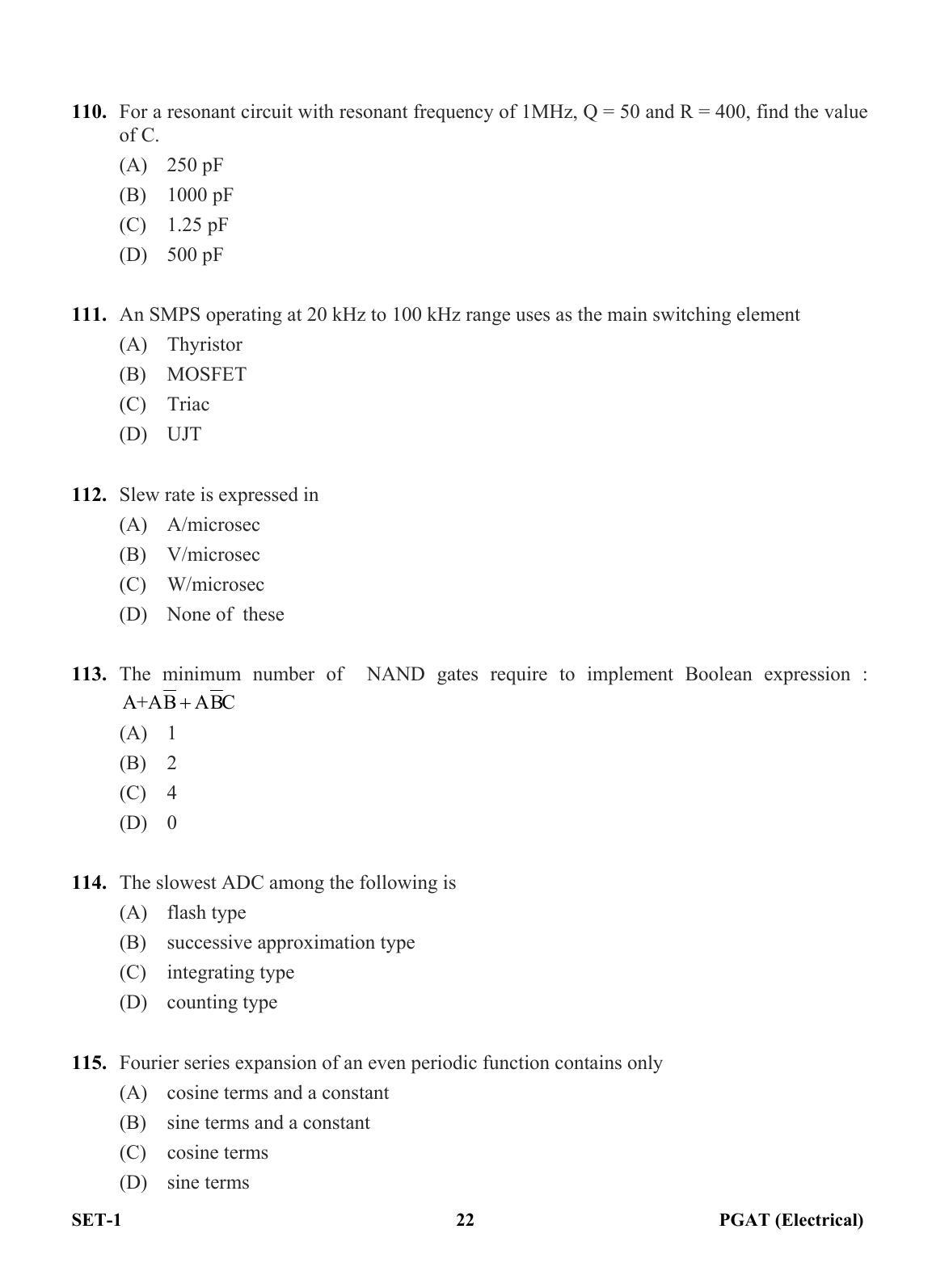 OJEE PGAT 2013 Electrical Set 1 Question Paper - Page 21