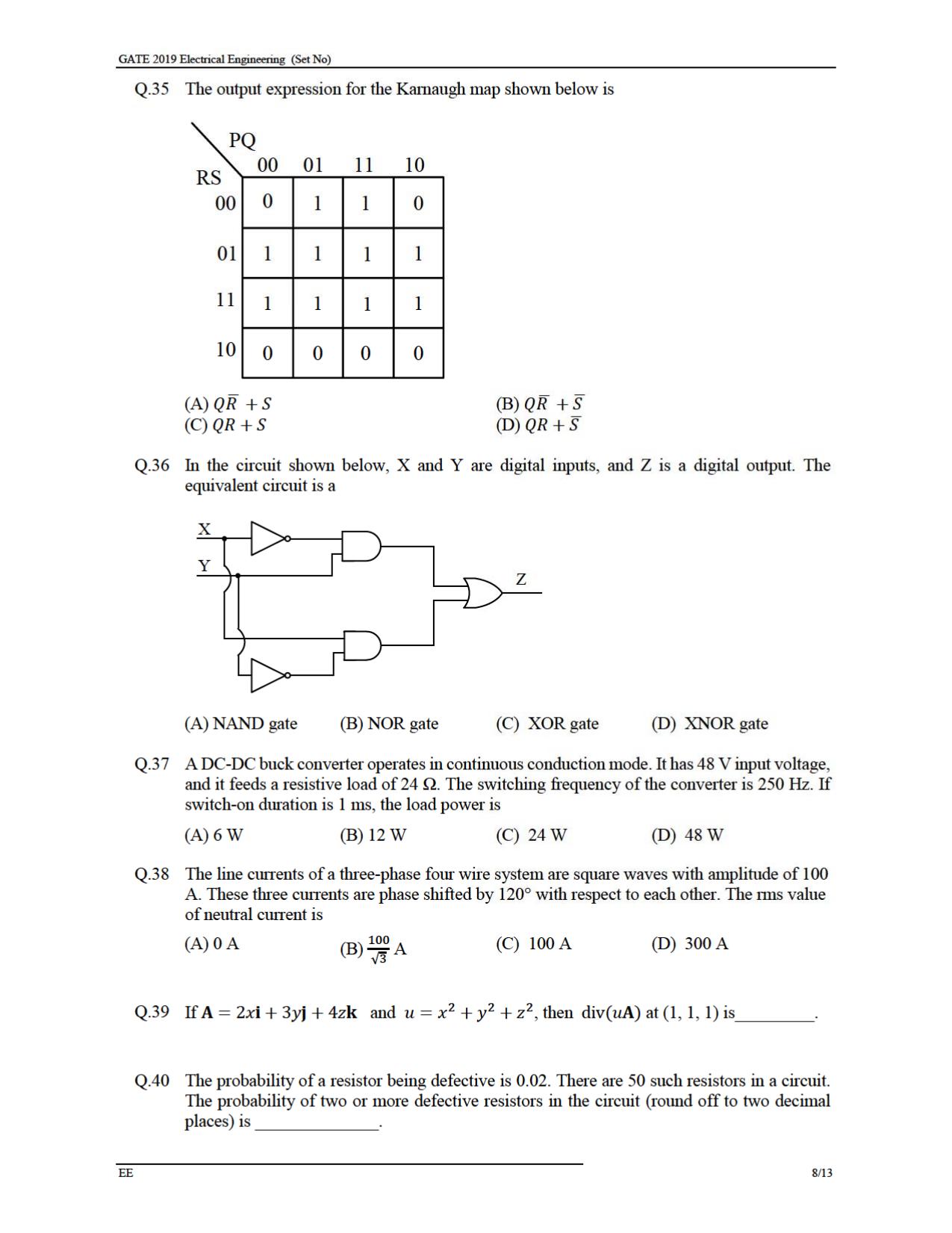 GATE 2019 Electrical Engineering (EE) Question Paper - Page 10