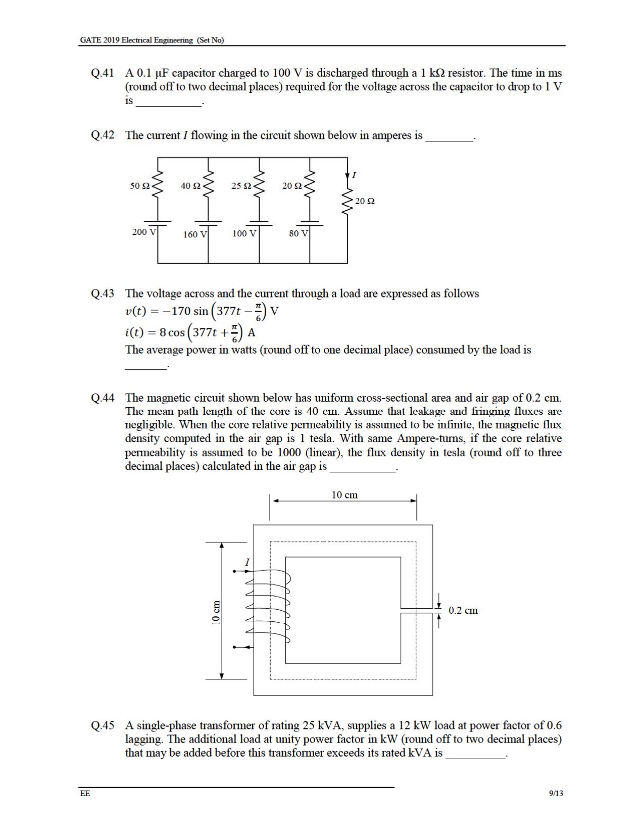 GATE 2019 Electrical Engineering (EE) Question Paper - Page 11
