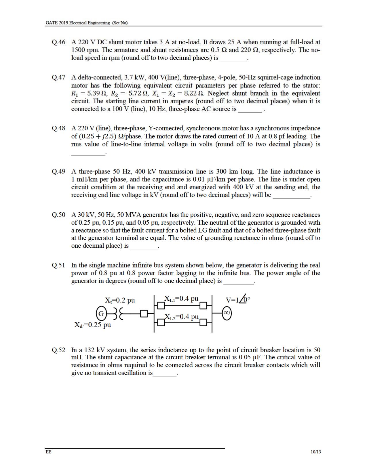 GATE 2019 Electrical Engineering (EE) Question Paper - Page 12