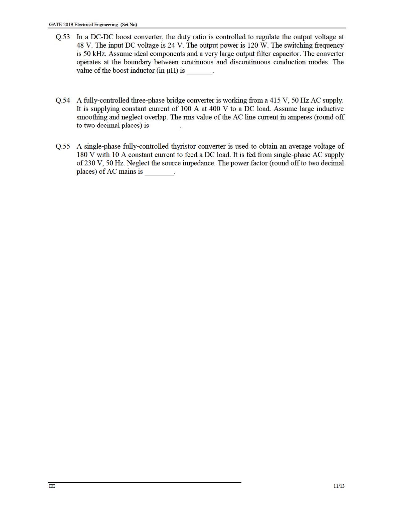 GATE 2019 Electrical Engineering (EE) Question Paper - Page 13