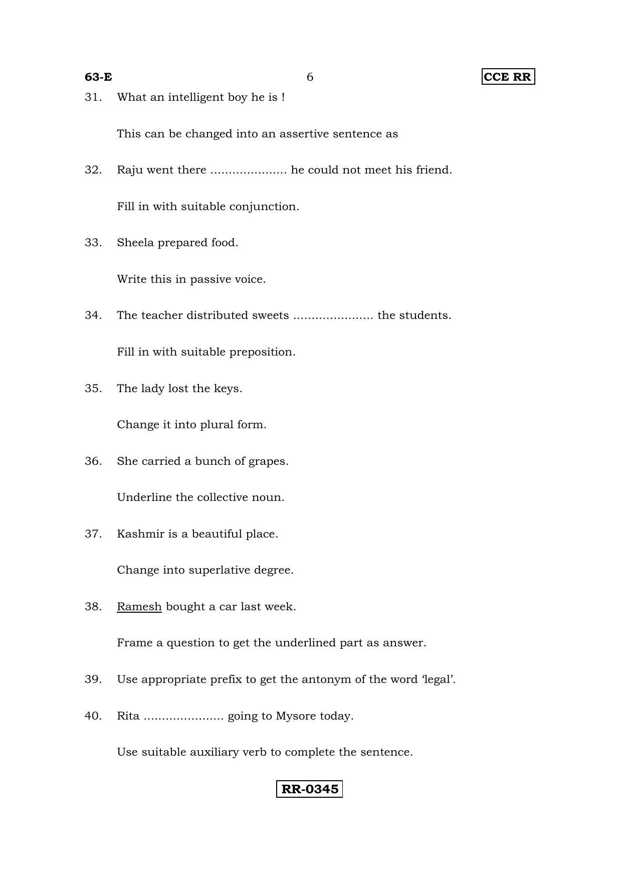 Karnataka SSLC English - Third Language - ENGLISH (63-E-CCE-RR_33) (Supplementary) June 2016 Question Paper - Page 6