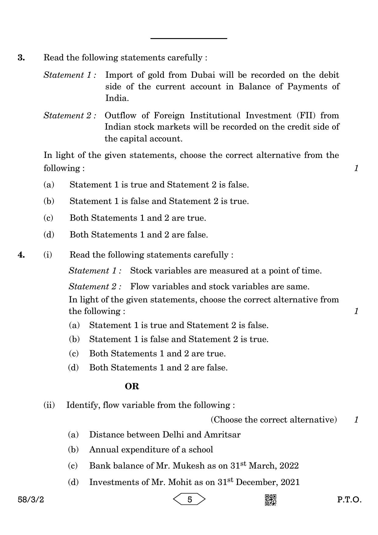 CBSE Class 12 58-3-2 Economics 2023 Question Paper - Page 5