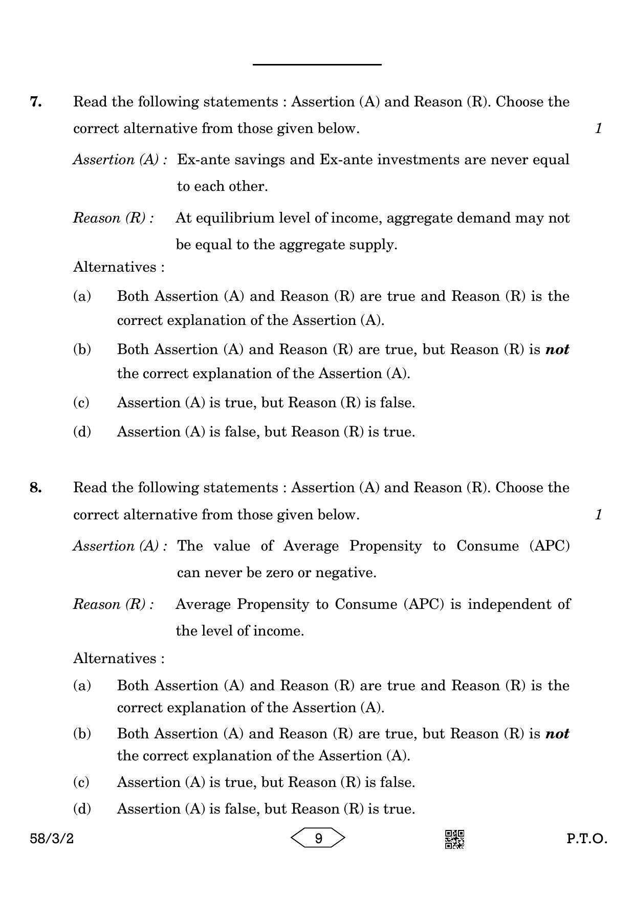 CBSE Class 12 58-3-2 Economics 2023 Question Paper - Page 9