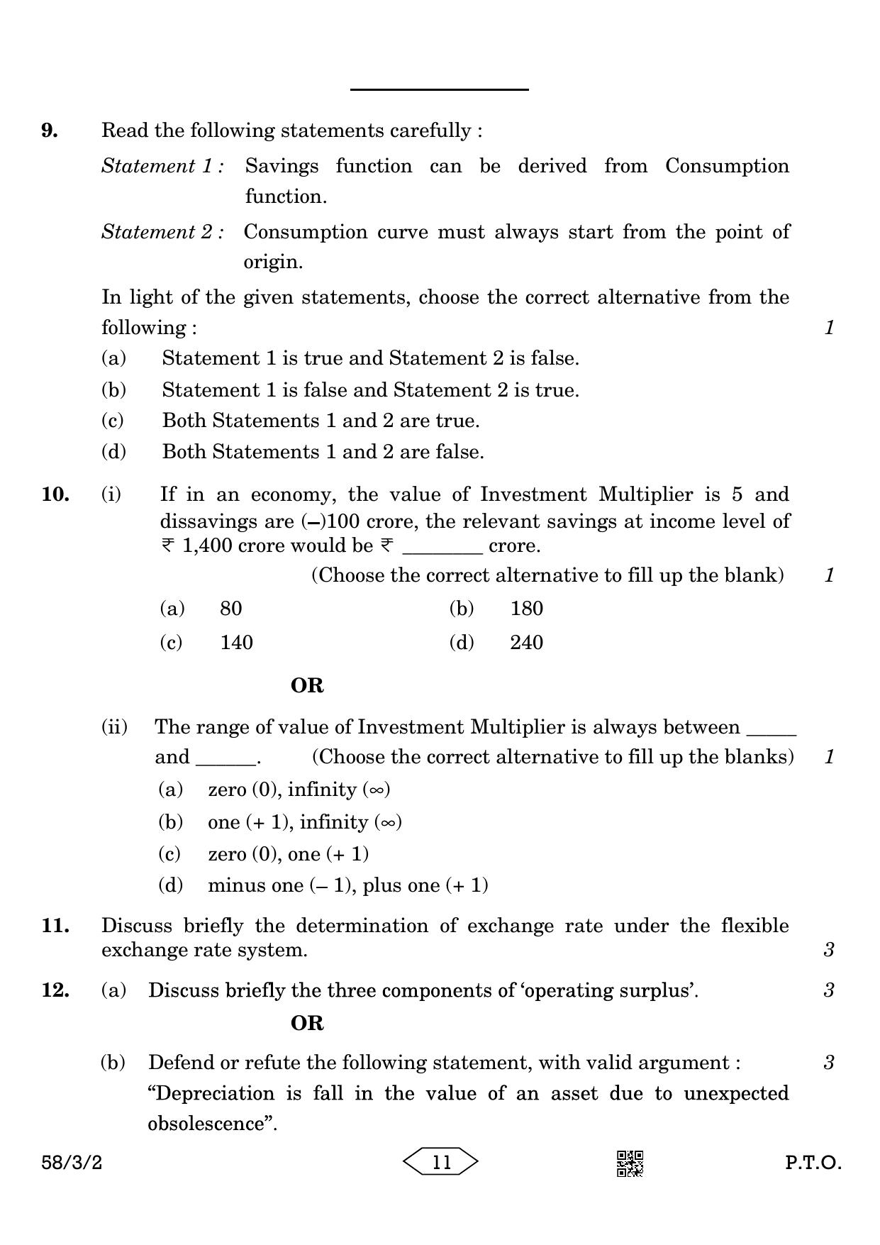 CBSE Class 12 58-3-2 Economics 2023 Question Paper - Page 11