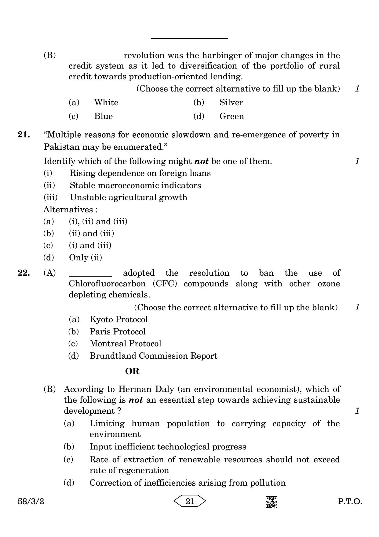 CBSE Class 12 58-3-2 Economics 2023 Question Paper - Page 21