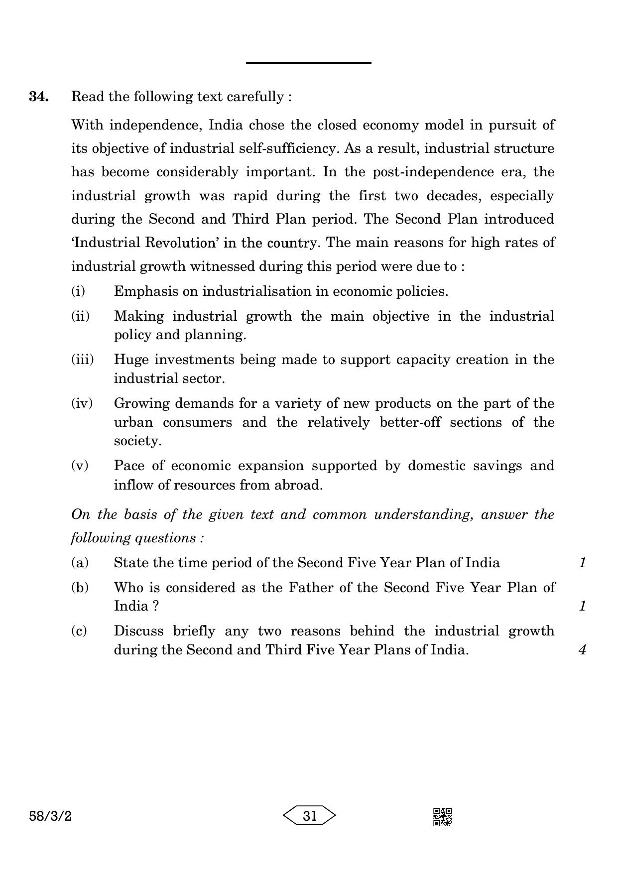 CBSE Class 12 58-3-2 Economics 2023 Question Paper - Page 31
