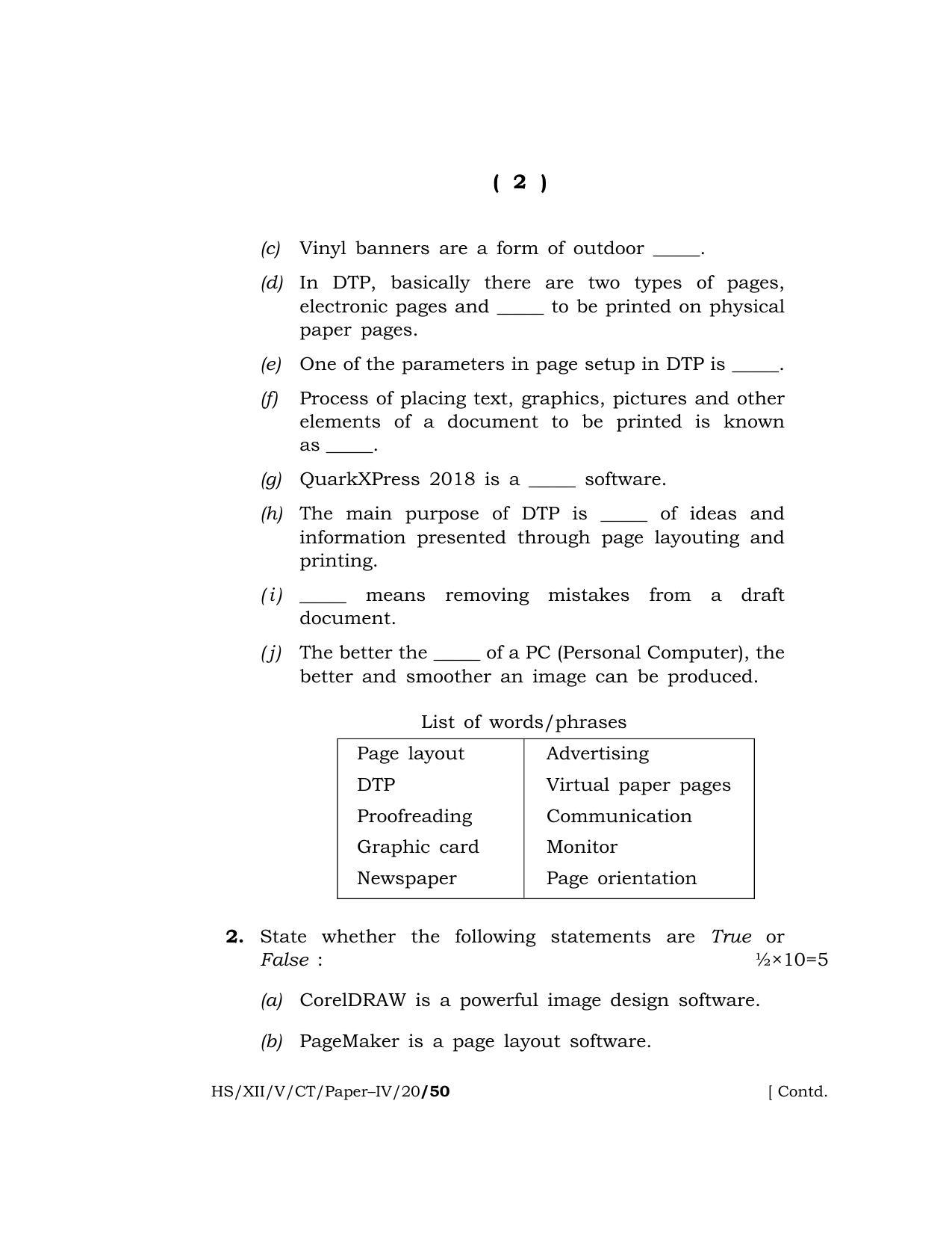 Meghalaya Board (MBOSE) Class 12 COMPUTER TECHNIQUE ( Vocational Stream ) 2020 Question Paper - Page 2