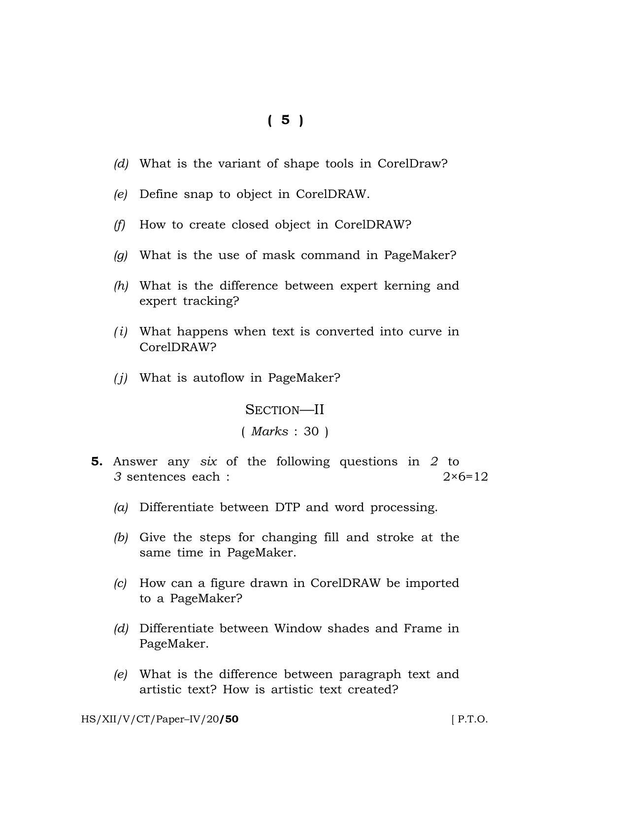 Meghalaya Board (MBOSE) Class 12 COMPUTER TECHNIQUE ( Vocational Stream ) 2020 Question Paper - Page 5