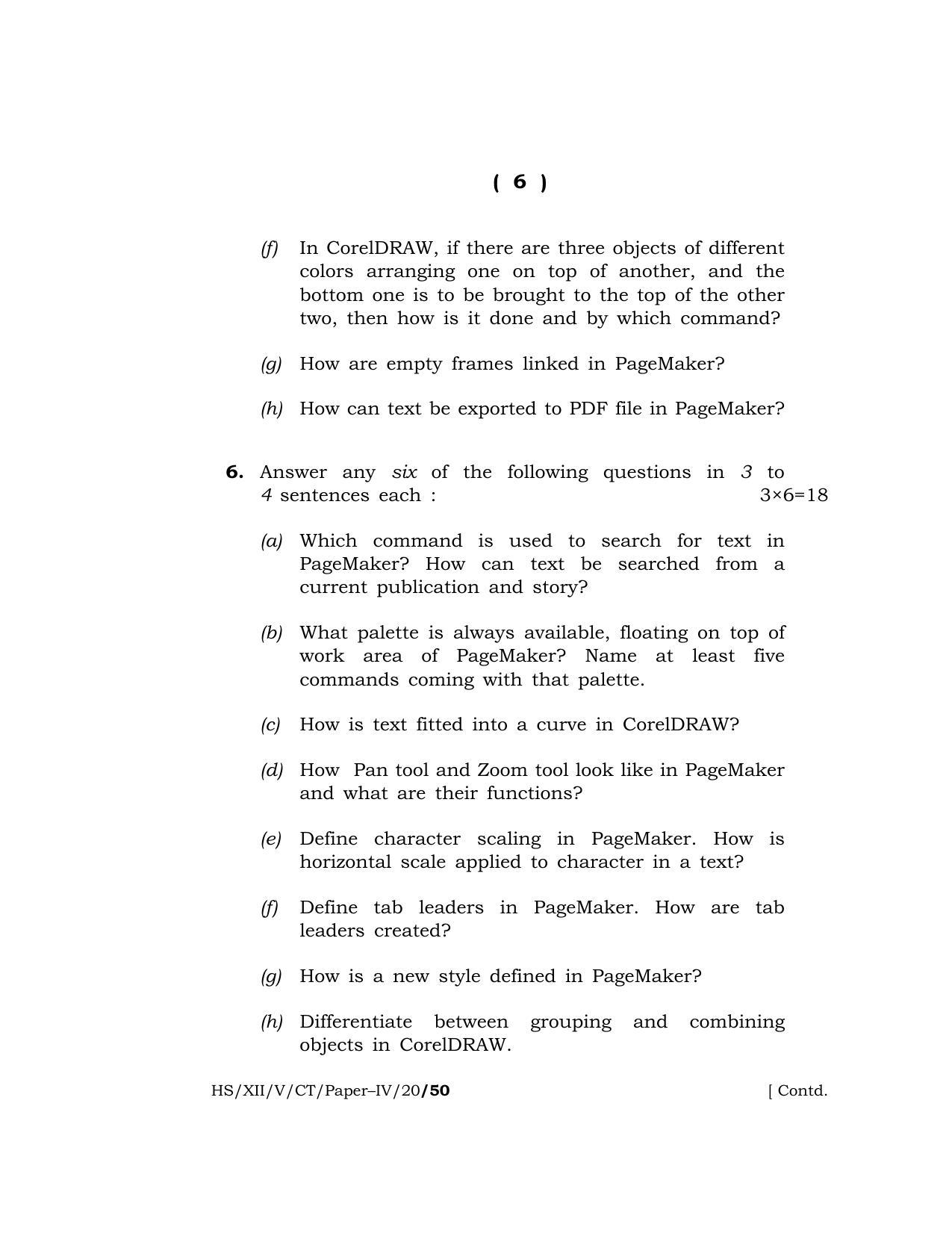Meghalaya Board (MBOSE) Class 12 COMPUTER TECHNIQUE ( Vocational Stream ) 2020 Question Paper - Page 6