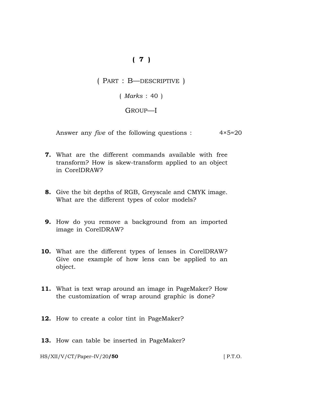 Meghalaya Board (MBOSE) Class 12 COMPUTER TECHNIQUE ( Vocational Stream ) 2020 Question Paper - Page 7
