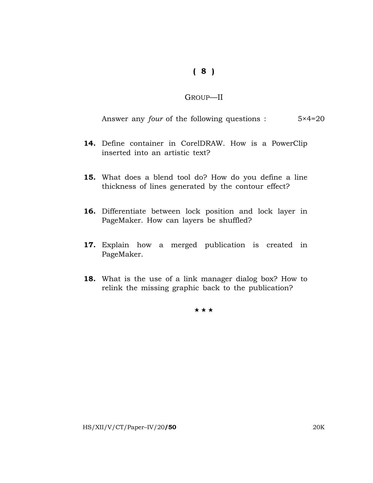 Meghalaya Board (MBOSE) Class 12 COMPUTER TECHNIQUE ( Vocational Stream ) 2020 Question Paper - Page 8