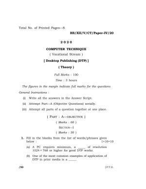 Meghalaya Board (MBOSE) Class 12 COMPUTER TECHNIQUE ( Vocational Stream ) 2020 Question Paper