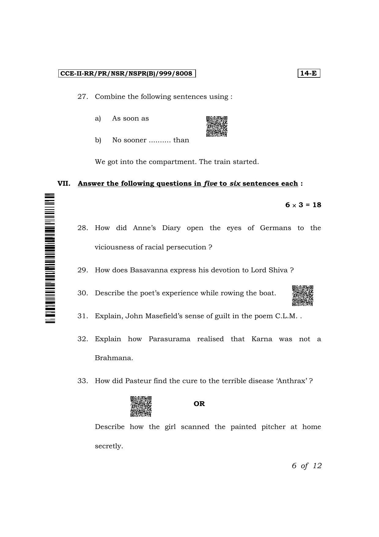 Karnataka SSLC First Language English Exam 2 Question Paper 2024 (B Version) - Page 6