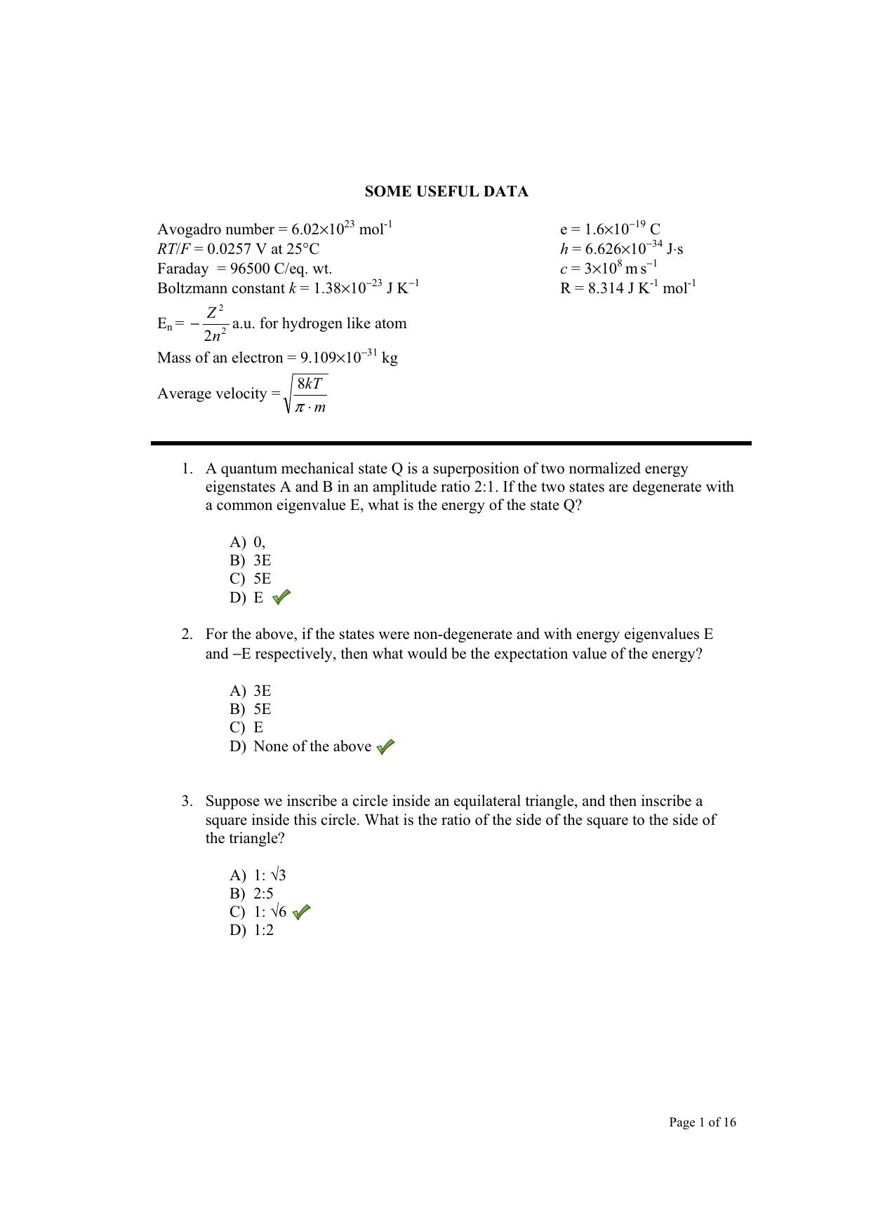 TIFR GS 2012 Chemistry X Question Paper - Page 2