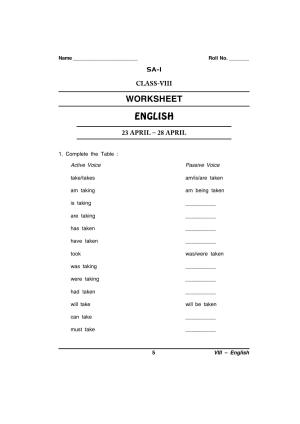 CBSE Worksheets for Class 8 English Assignment 68