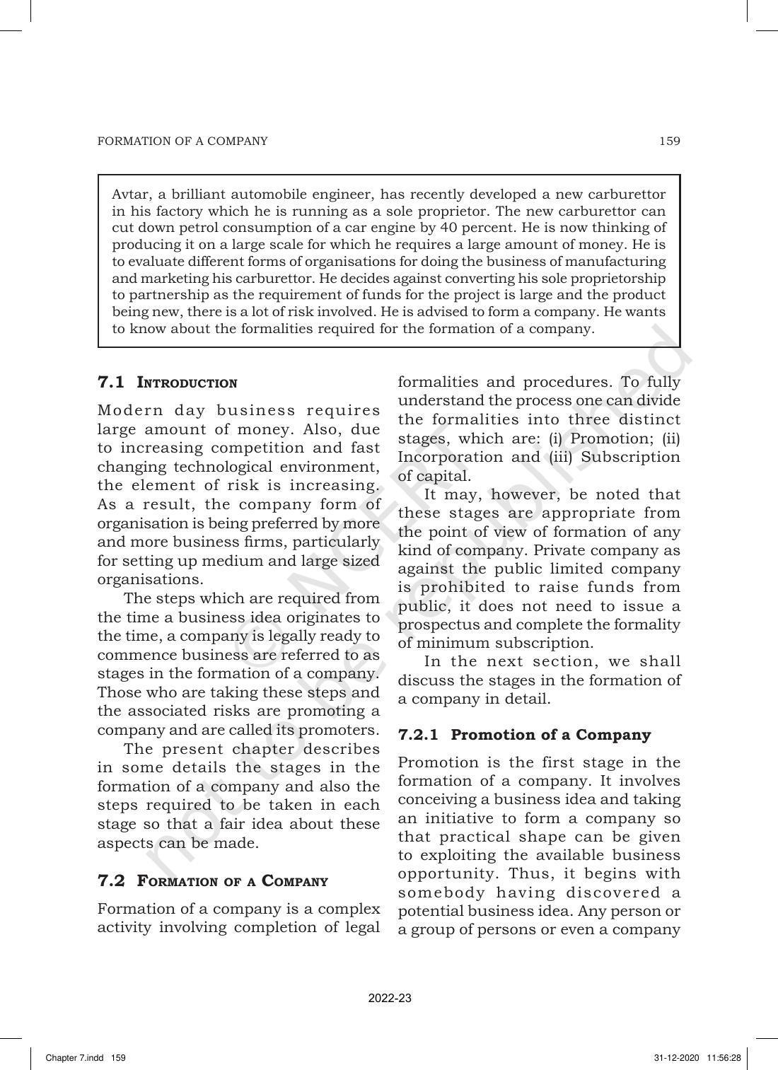 NCERT Book for Class 11 Business Studies Chapter 7 Formation of a Company - Page 3
