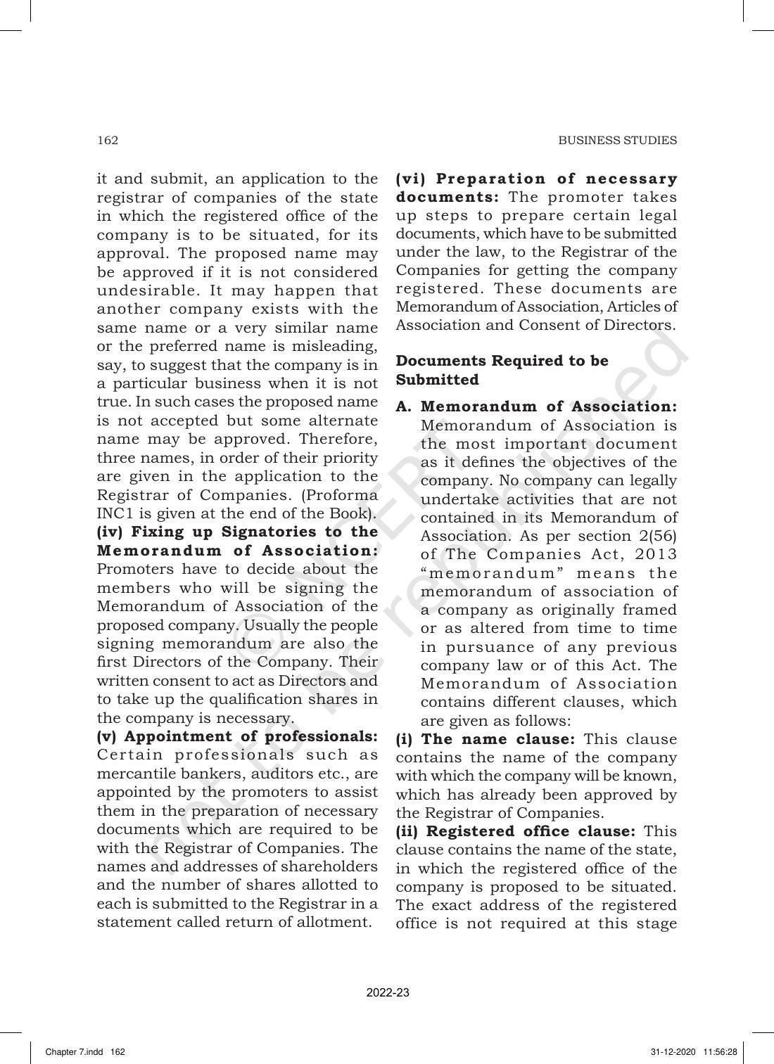 NCERT Book for Class 11 Business Studies Chapter 7 Formation of a Company - Page 6
