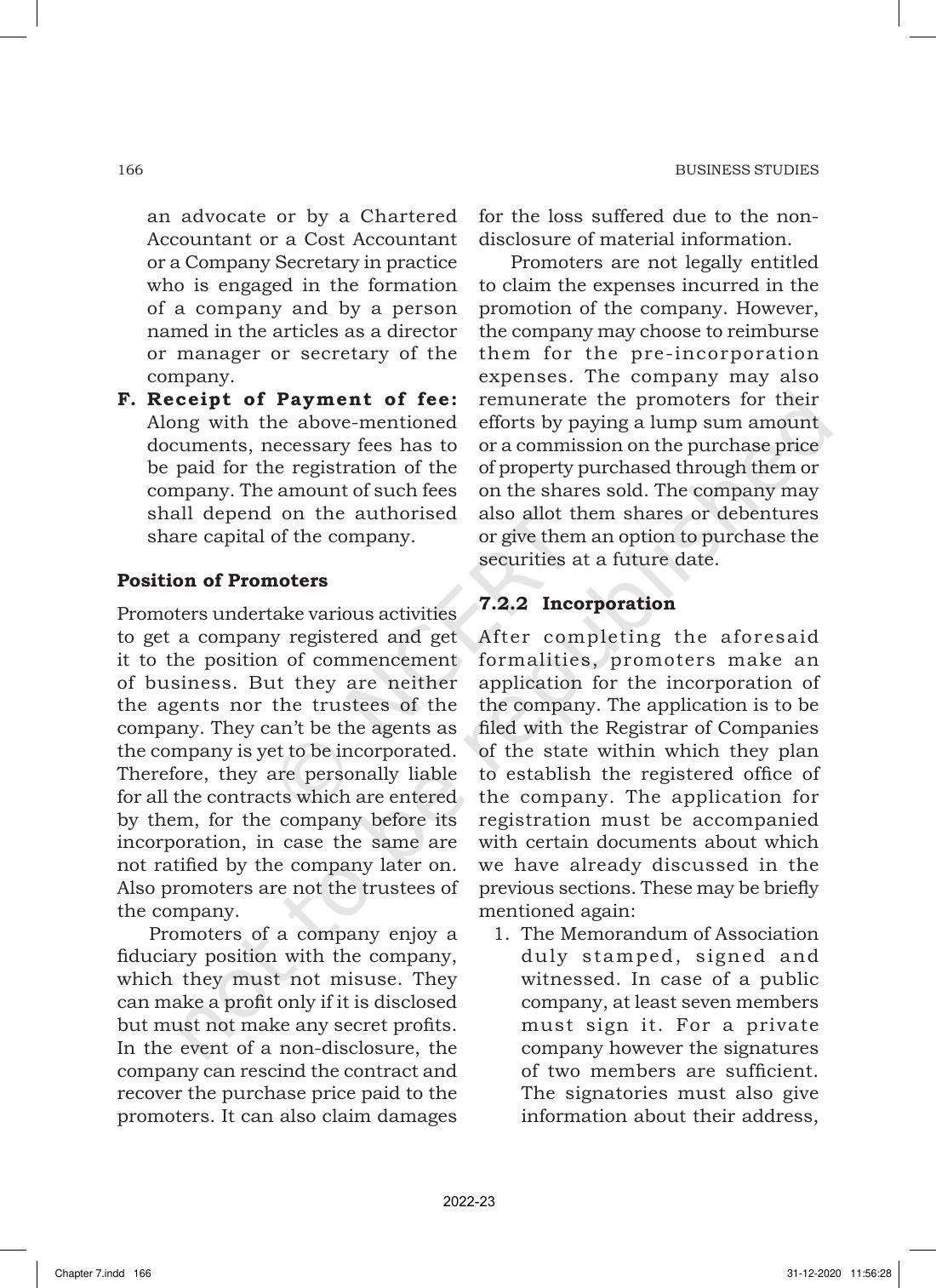NCERT Book for Class 11 Business Studies Chapter 7 Formation of a Company - Page 10