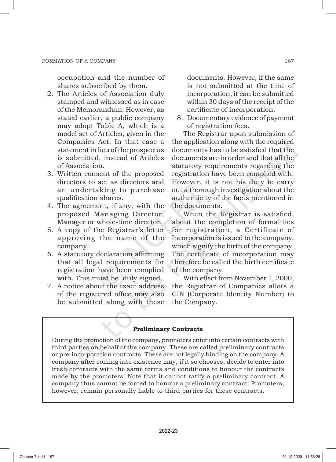 NCERT Book for Class 11 Business Studies Chapter 7 Formation of a Company - Page 11