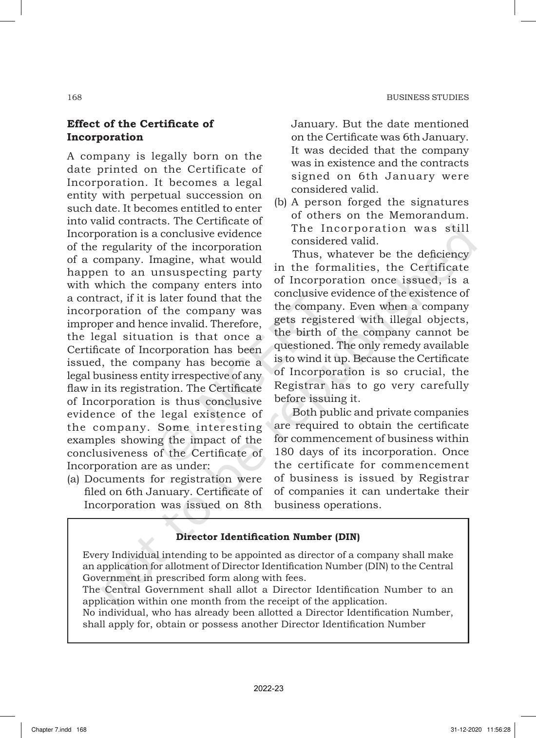 NCERT Book for Class 11 Business Studies Chapter 7 Formation of a Company - Page 12