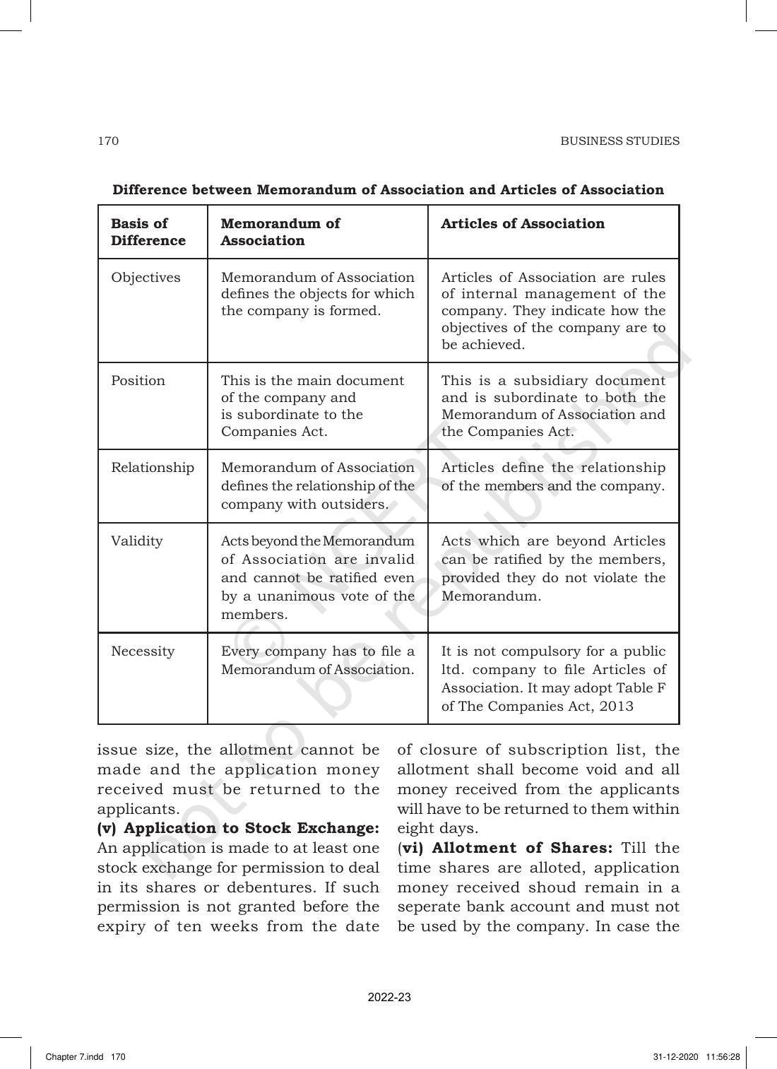 NCERT Book for Class 11 Business Studies Chapter 7 Formation of a Company - Page 14