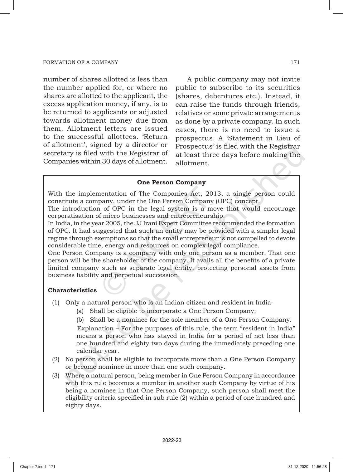 NCERT Book for Class 11 Business Studies Chapter 7 Formation of a Company - Page 15