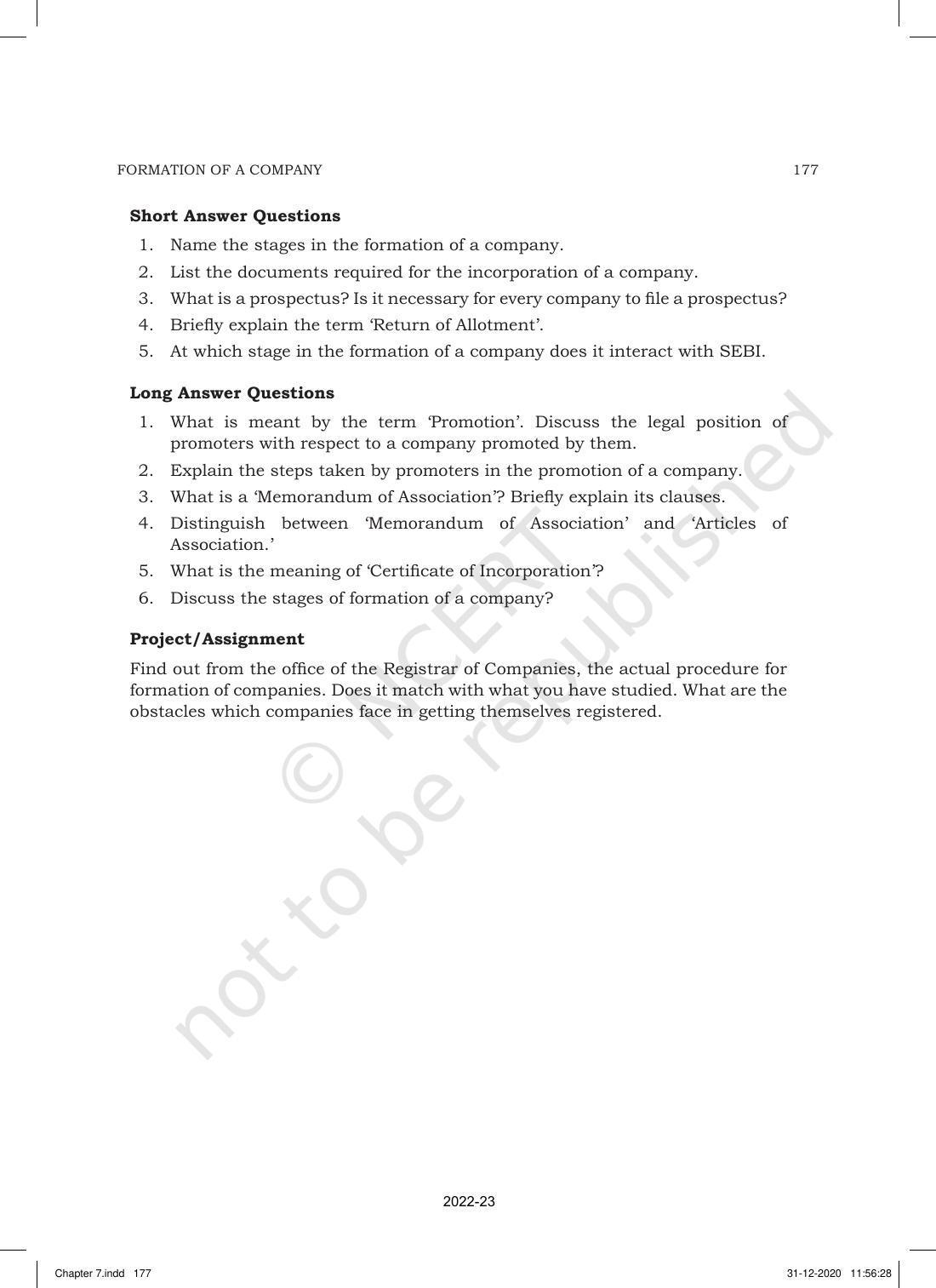 NCERT Book for Class 11 Business Studies Chapter 7 Formation of a Company - Page 21