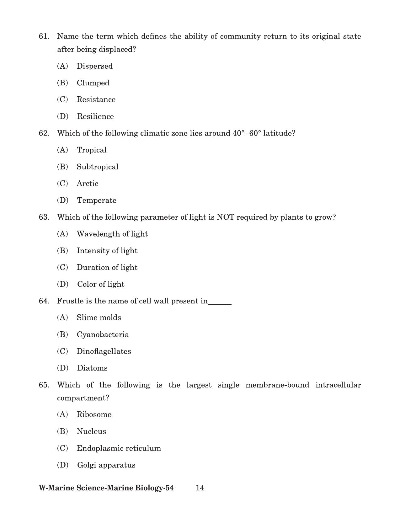 Odisha CPET 2022 MARINE BIOLOGY Question Paper - Page 14