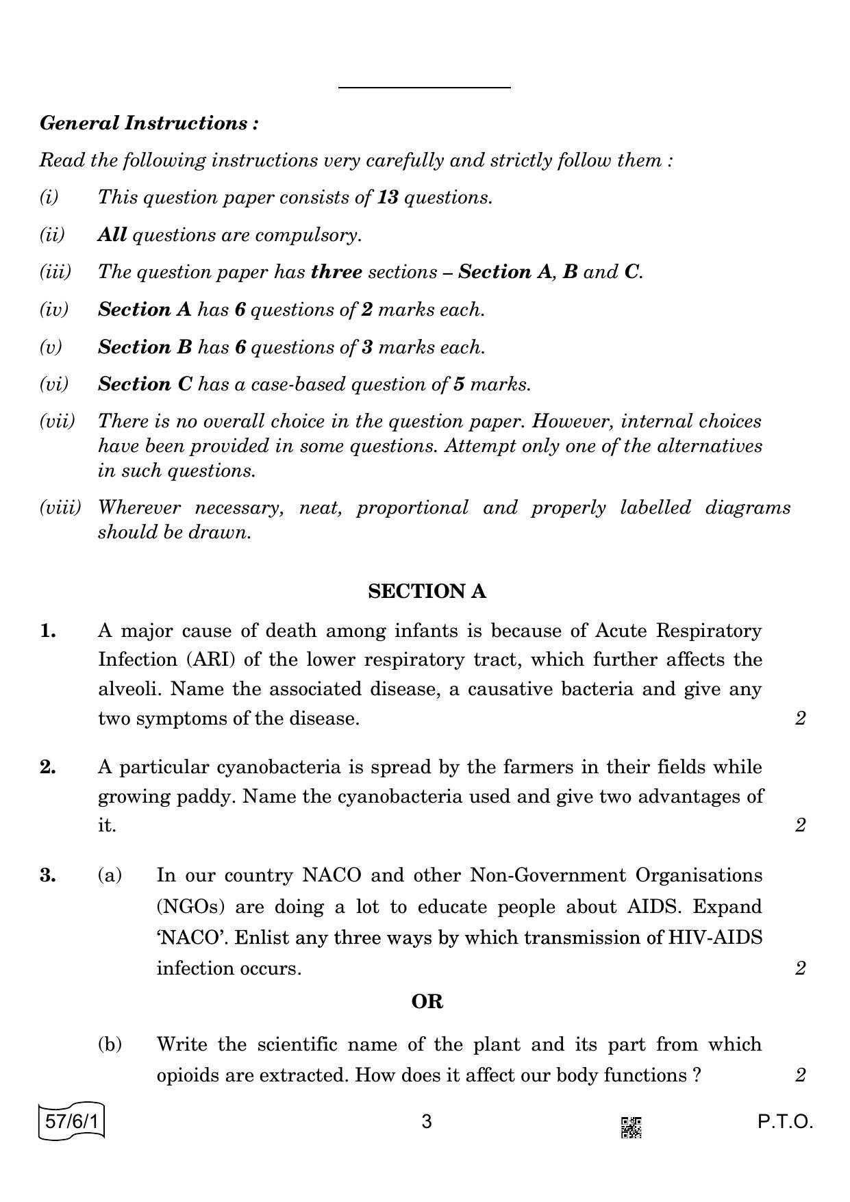 CBSE Class 12 57-6-1 BIOLOGY 2022 Compartment Question Paper - Page 3