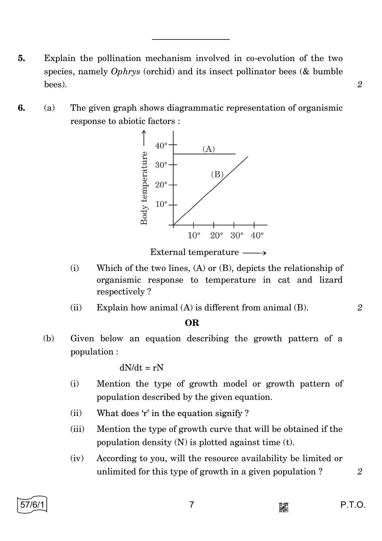 CBSE Class 12 57-6-1 BIOLOGY 2022 Compartment Question Paper - Page 7