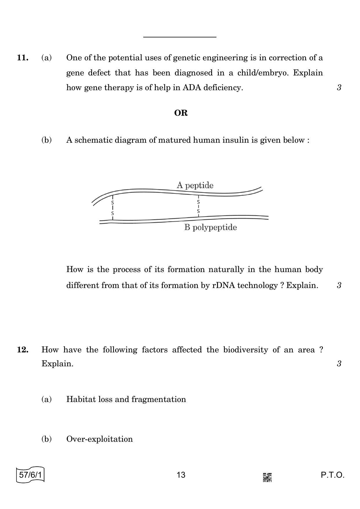 CBSE Class 12 57-6-1 BIOLOGY 2022 Compartment Question Paper - Page 13