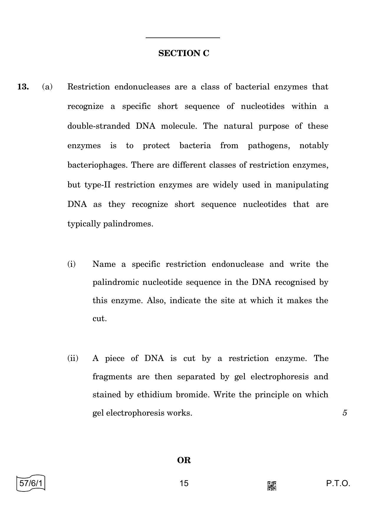 CBSE Class 12 57-6-1 BIOLOGY 2022 Compartment Question Paper - Page 15