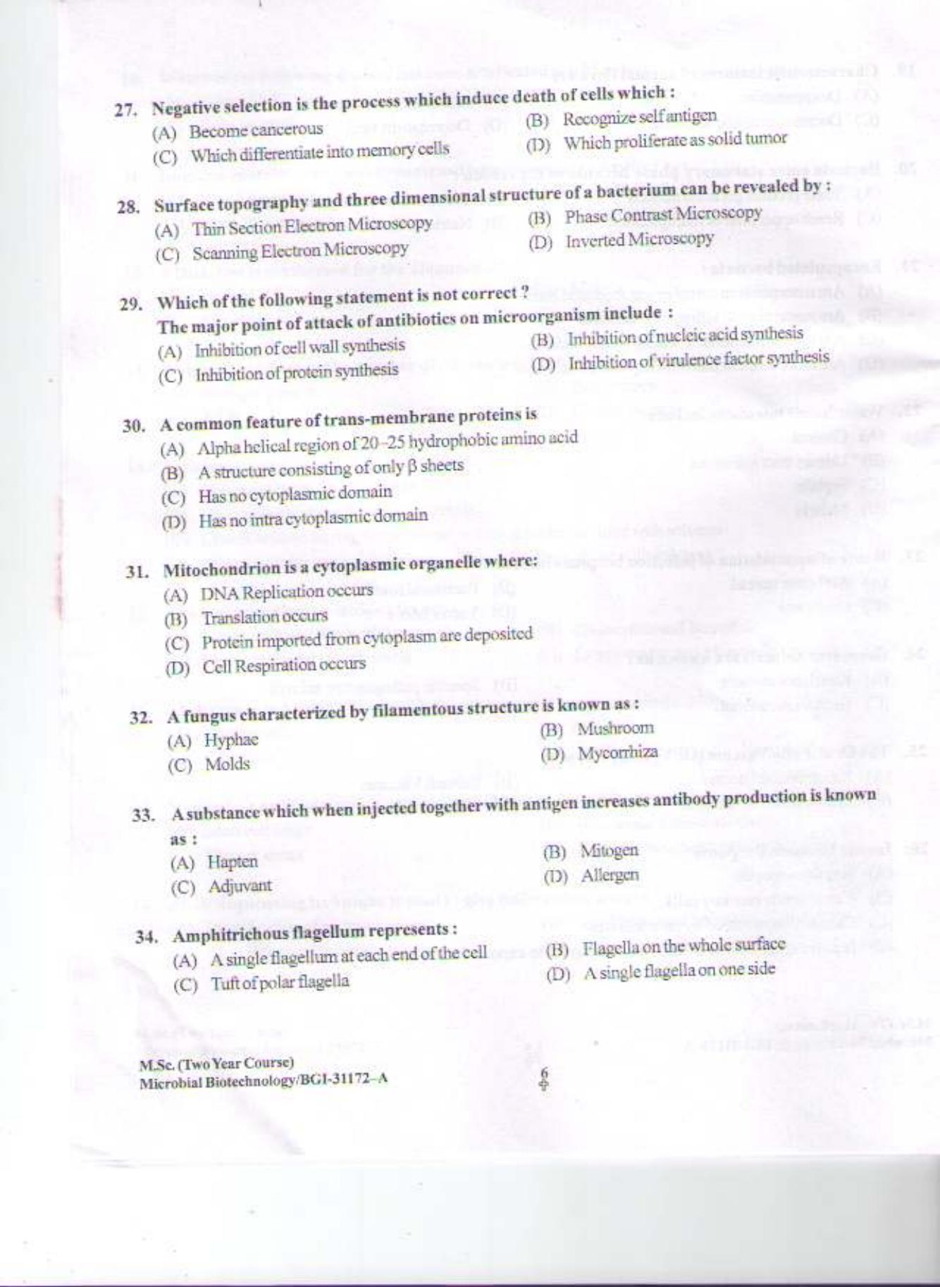 PU CET PG 2015: MSc (2yr)(Microbial Bio. Tec) Question Paper - Page 5