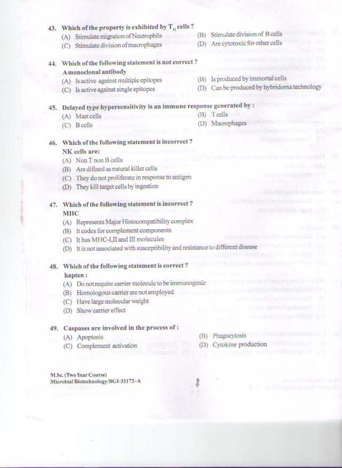 PU CET PG 2015: MSc (2yr)(Microbial Bio. Tec) Question Paper - Page 7