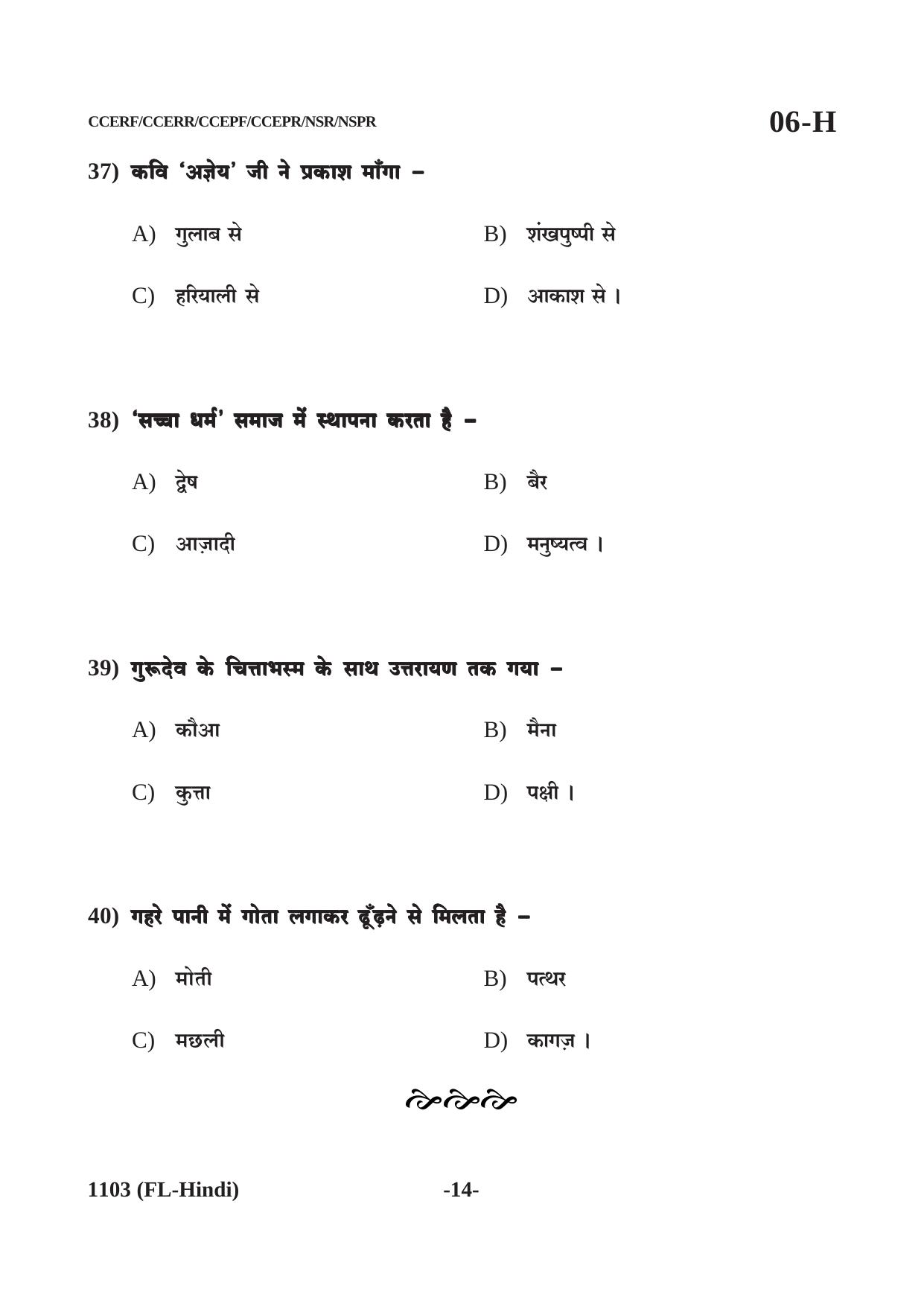 Karnataka SSLC First Language Hindi Question Paper 2021 - Page 14