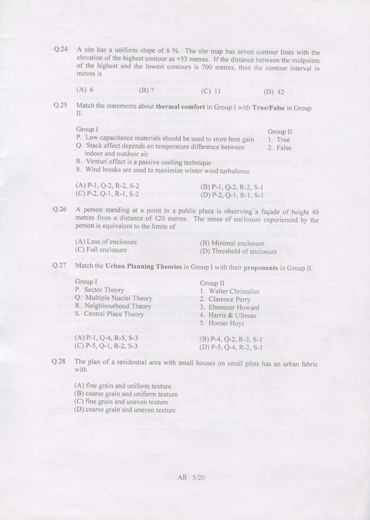 GATE 2007 Architecture and Planning (AR) Question Paper with Answer Key - Page 5