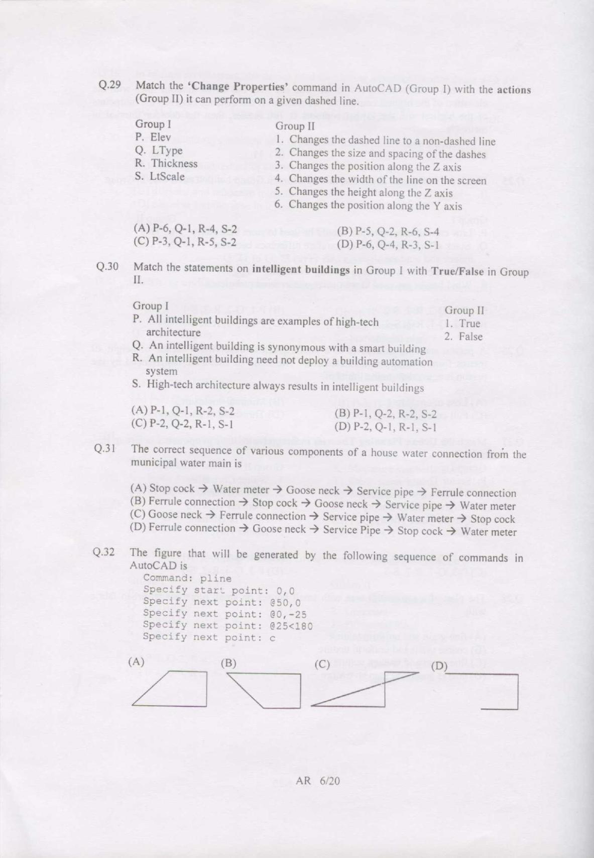 GATE 2007 Architecture and Planning (AR) Question Paper with Answer Key - Page 6