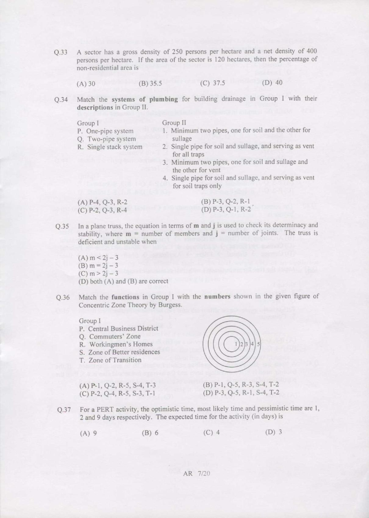 GATE 2007 Architecture and Planning (AR) Question Paper with Answer Key - Page 7