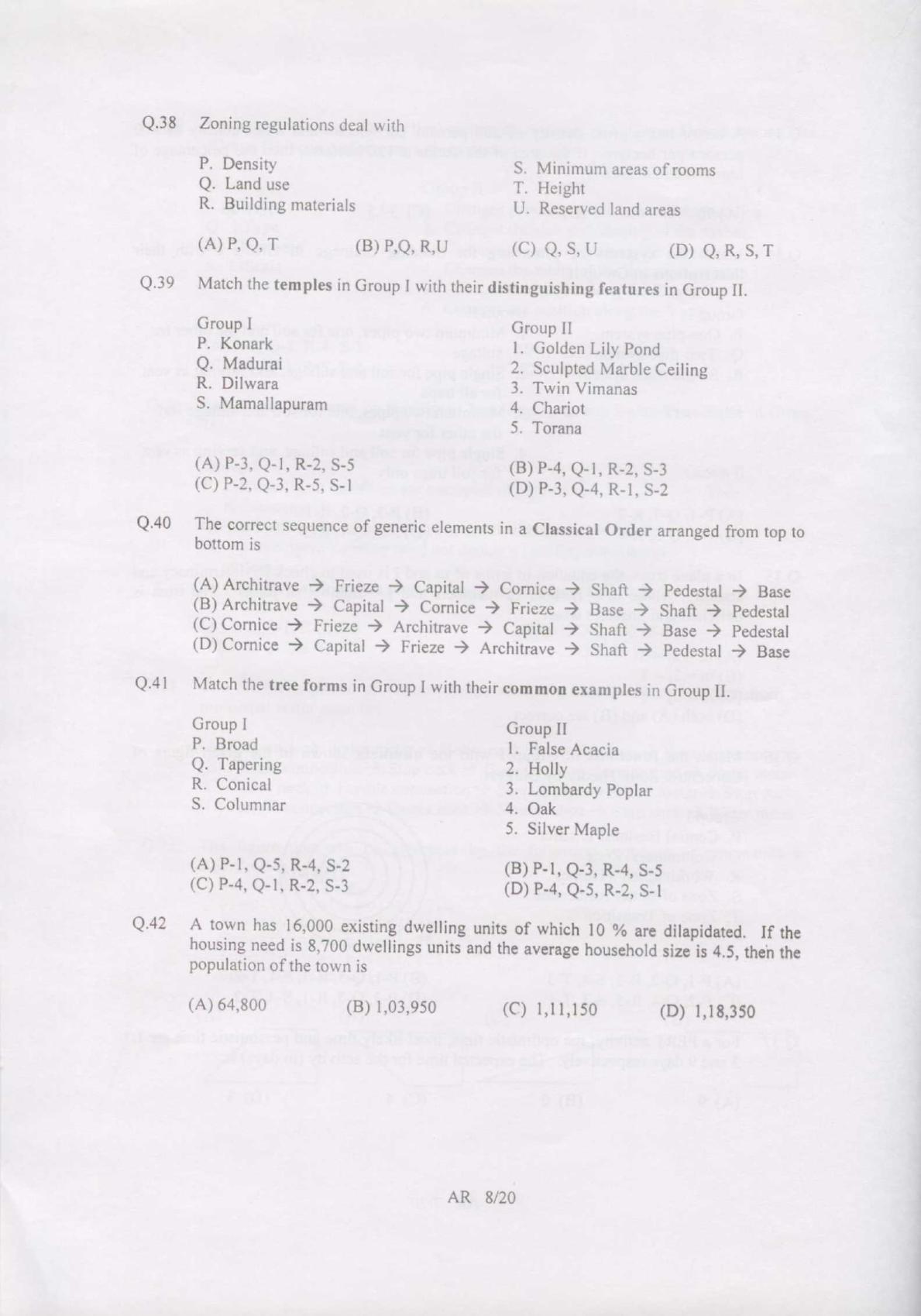 GATE 2007 Architecture and Planning (AR) Question Paper with Answer Key - Page 8