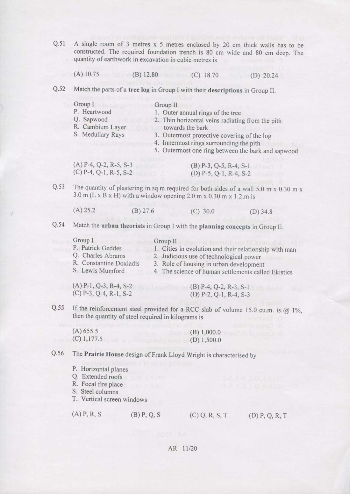 GATE 2007 Architecture and Planning (AR) Question Paper with Answer Key - Page 11